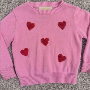 Judith March Pink Sweater with Red Hearts